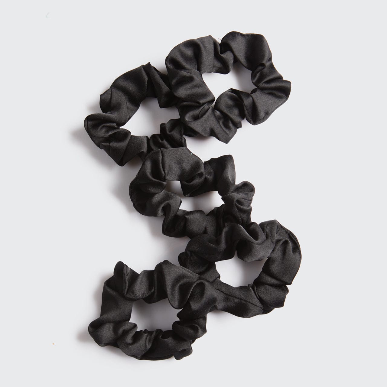 Luxurious Black Satin Sleep Scrunchies 5-Piece Set for Frizz-Free Hair