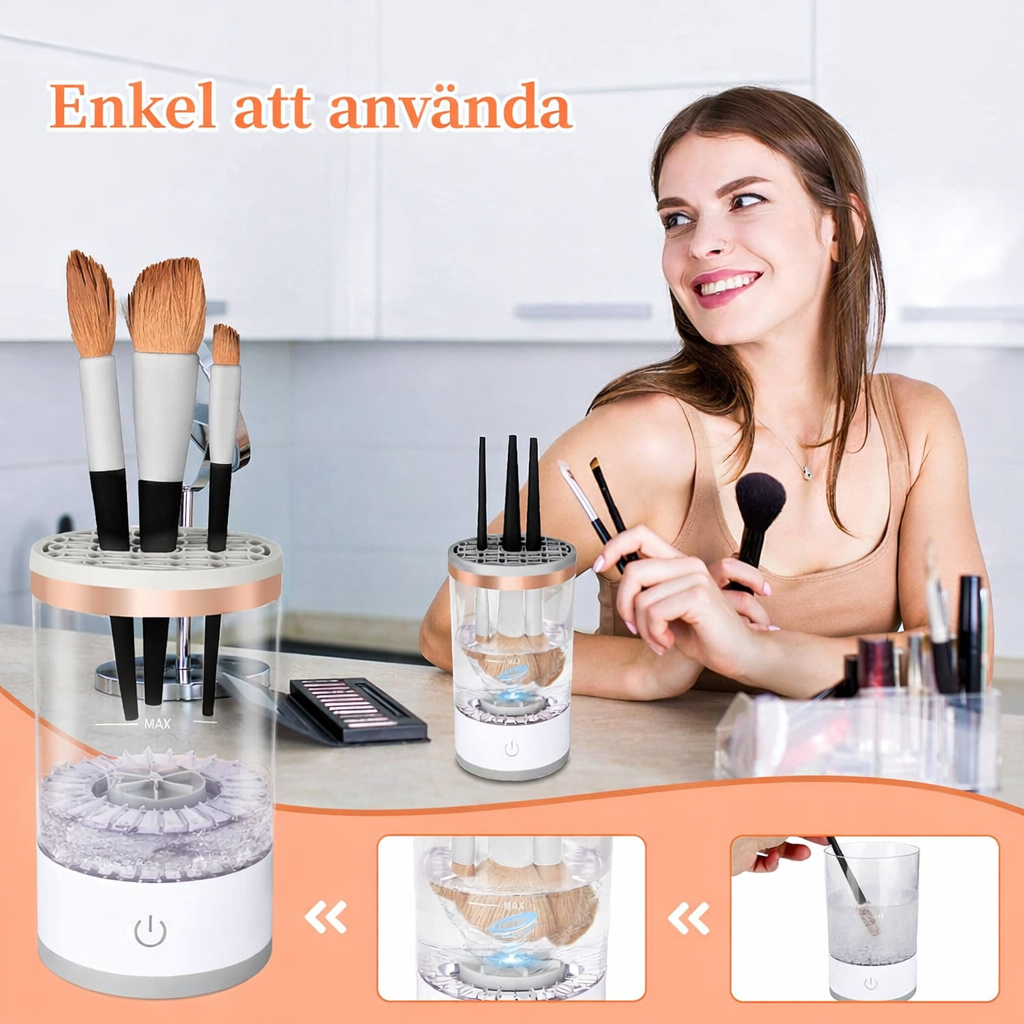 EFFORTLESS™ – The solution for clean makeup brushes in seconds · Goodbye dirt and pimples