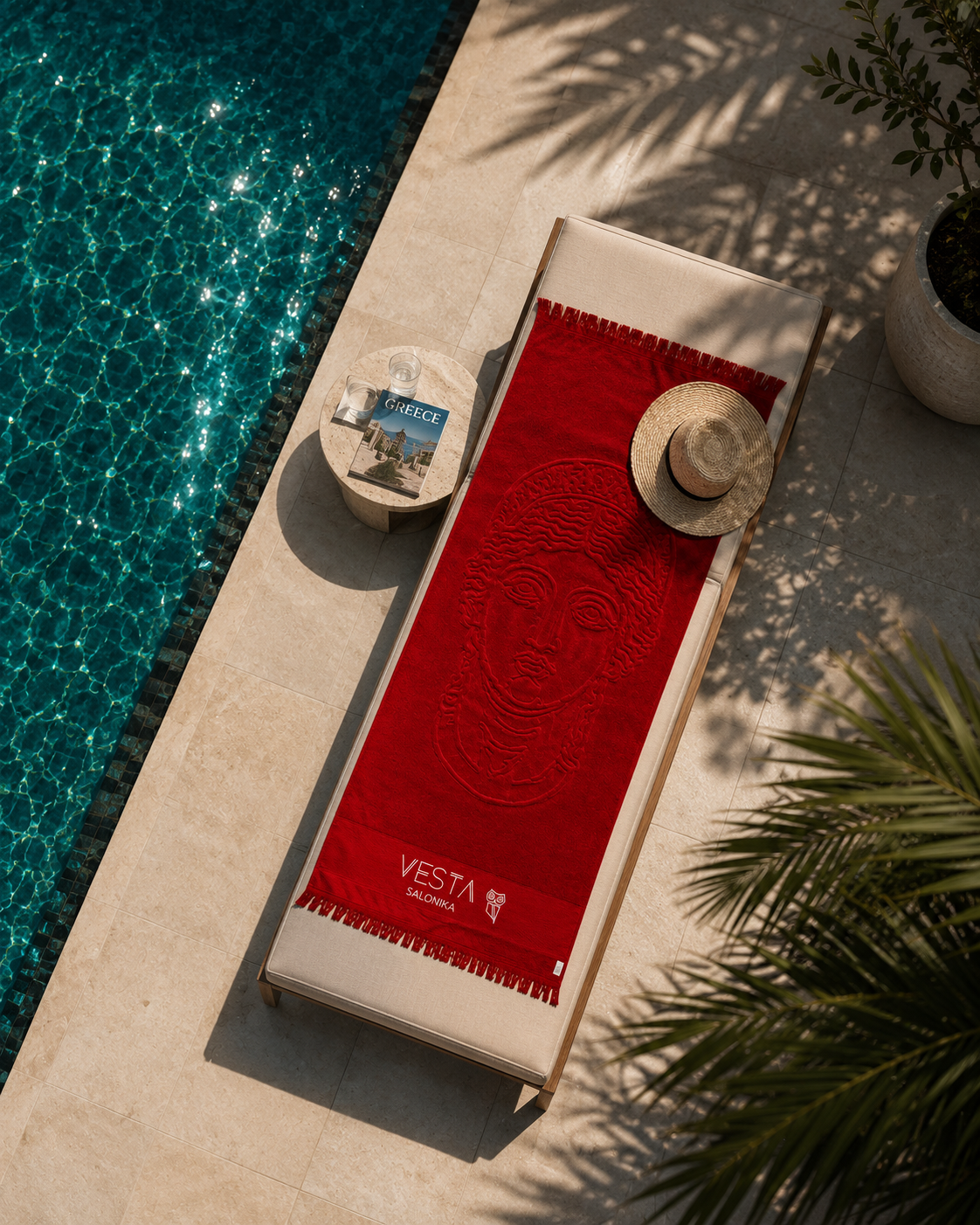 FAZZIA OF HERA™ Oversize Röd Frottéhandduk – 3D-Design ANESI SCANDINAVIA