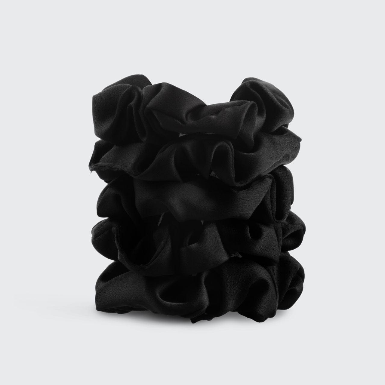 Luxurious Black Satin Sleep Scrunchies 5-Piece Set for Frizz-Free Hair